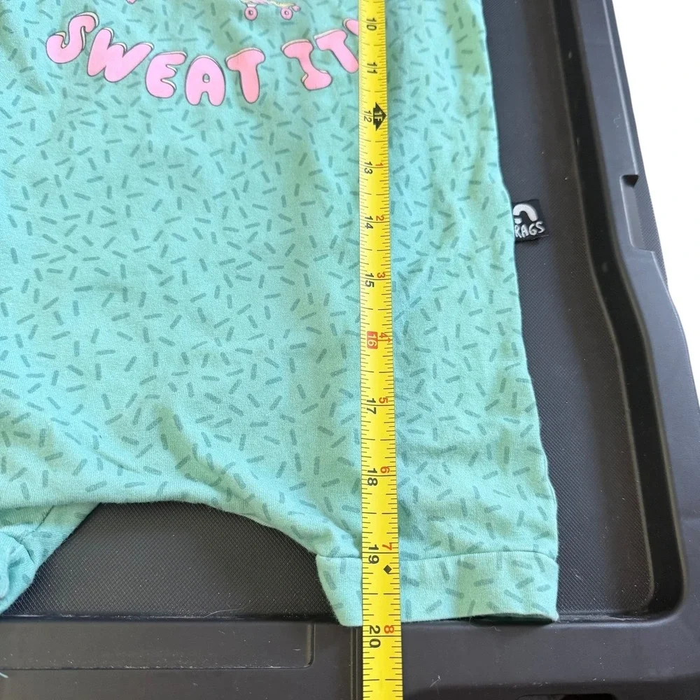 RAGS to Raches Toddler 2T Donut Sweat It Sleeveless Romper‎ Teal  Sprinkle Print